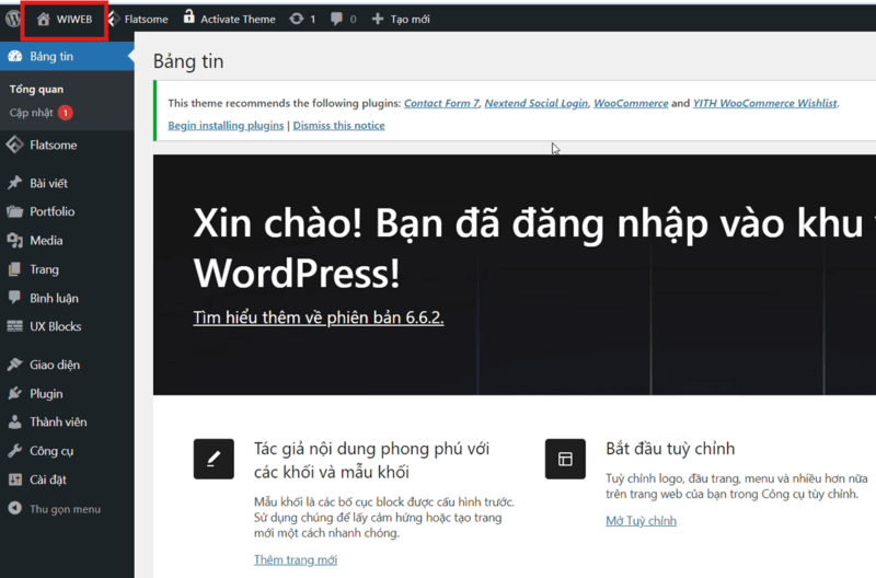 Đăng nhập vào quản trị website