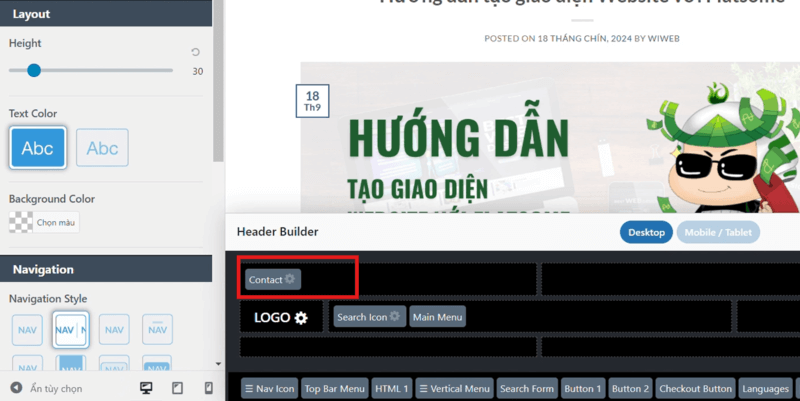 Chọn vào “Contact”