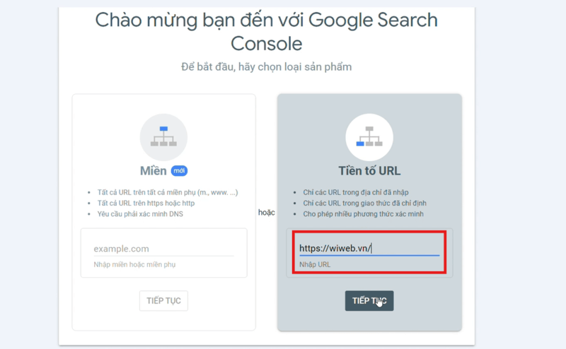 Chọn URL Prefix