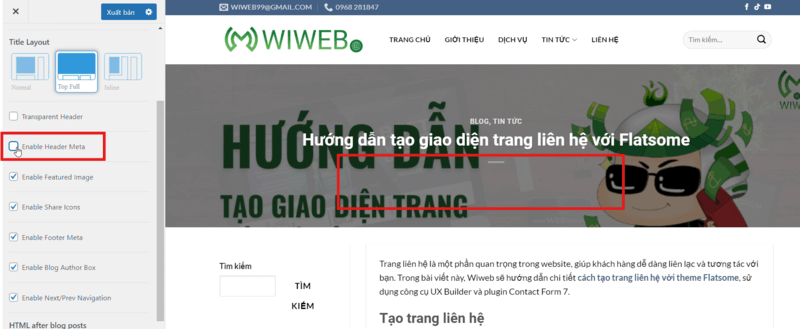 Sau khi chọn “Enable Header Meta”