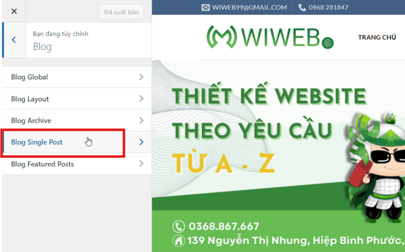 Chọn “Blog Single Post”