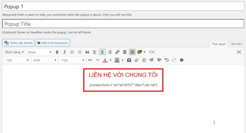 Soạn nội dung popup