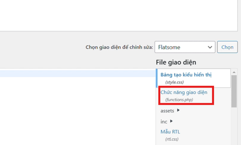 Truy cập file function.php