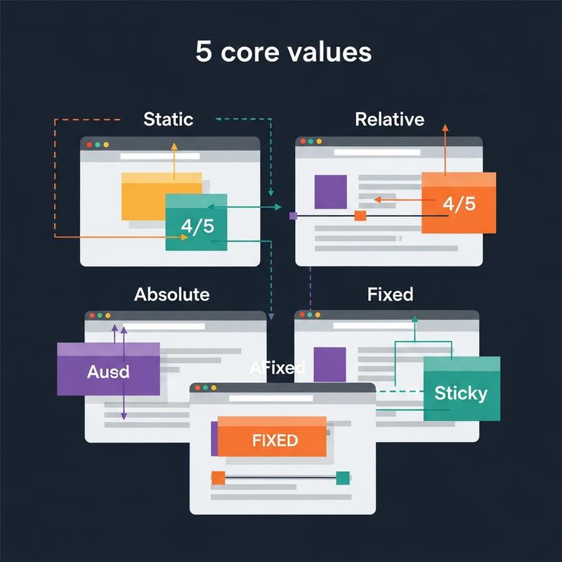 5 giá trị cốt lõi của thuộc tính `position` trong CSS
