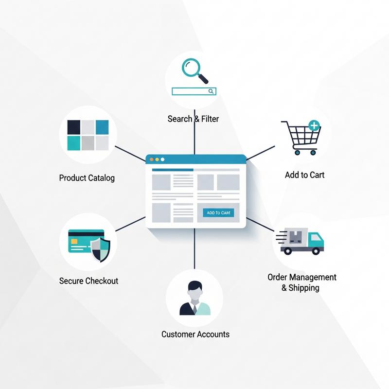 Website thương mại điện tử bao gồm những chức năng cốt lõi nào?